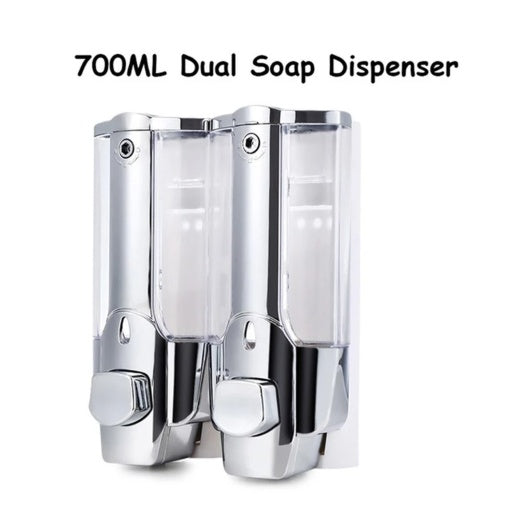 Wall Mount Soap Dispenser - Dual Bottle White ABS