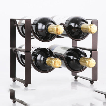 Fashionable Stackable Wine Bottle Rack - Wrought Iron Design