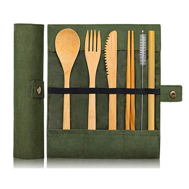Eco-Friendly Reusable Bamboo Utensils Set for Travelers