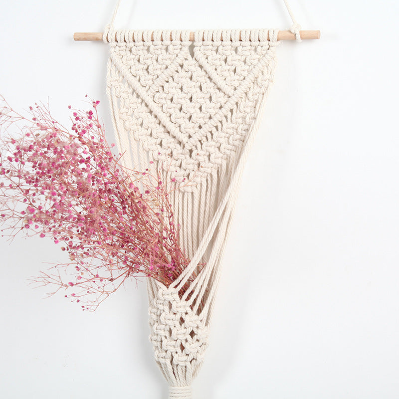 Bohemian Woven Wall Basket - Cotton Macrame Plant Hanger