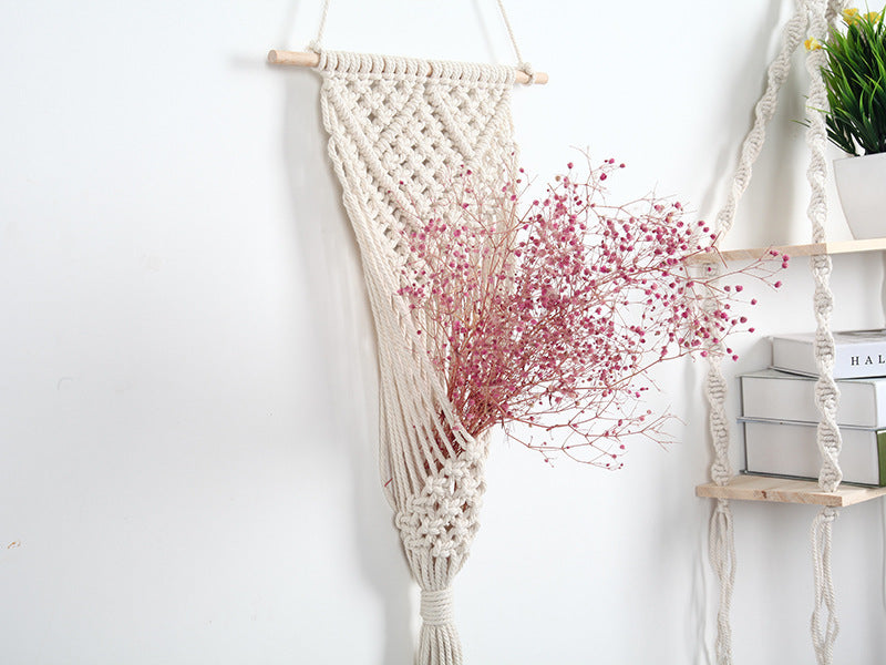 Bohemian Woven Wall Basket - Cotton Macrame Plant Hanger
