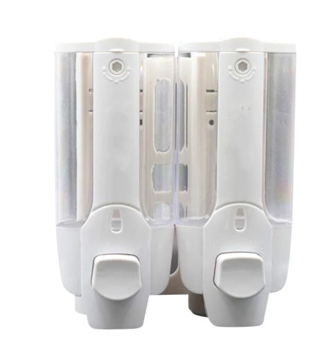 Wall Mount Soap Dispenser - Dual Bottle White ABS