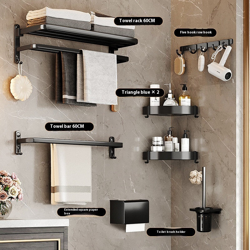Elegant Black Bathroom Towel Rack Set – Rust Prevention