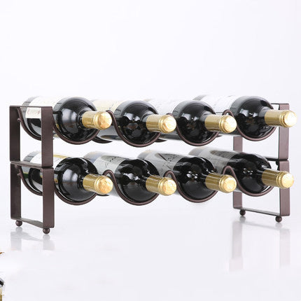 Fashionable Stackable Wine Bottle Rack - Wrought Iron Design