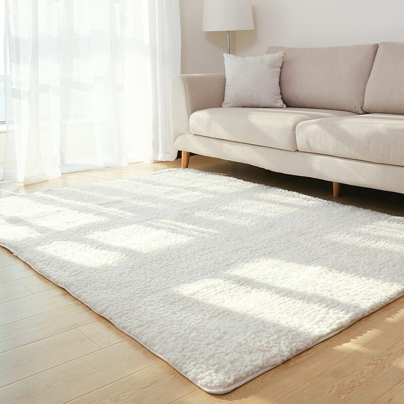 Plush Soft Solid White Area Rug - Fluffy Bedroom Carpet