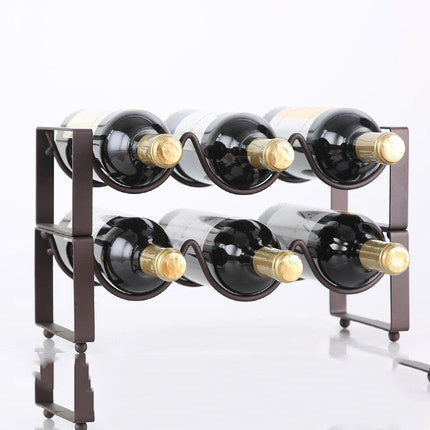 Fashionable Stackable Wine Bottle Rack - Wrought Iron Design