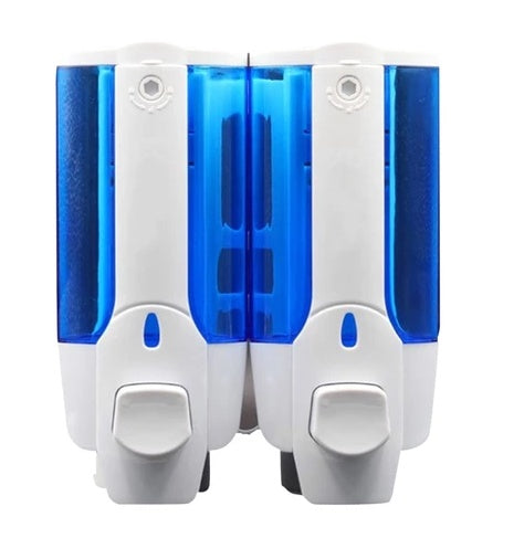 Wall Mount Soap Dispenser - Dual Bottle White ABS