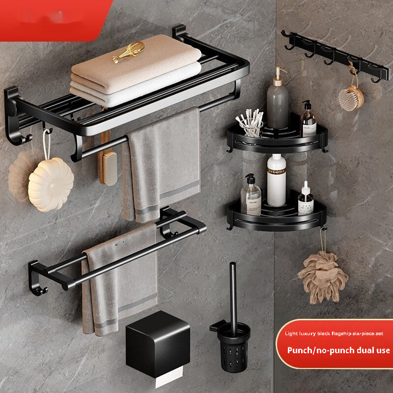 Elegant Black Bathroom Towel Rack Set – Rust Prevention