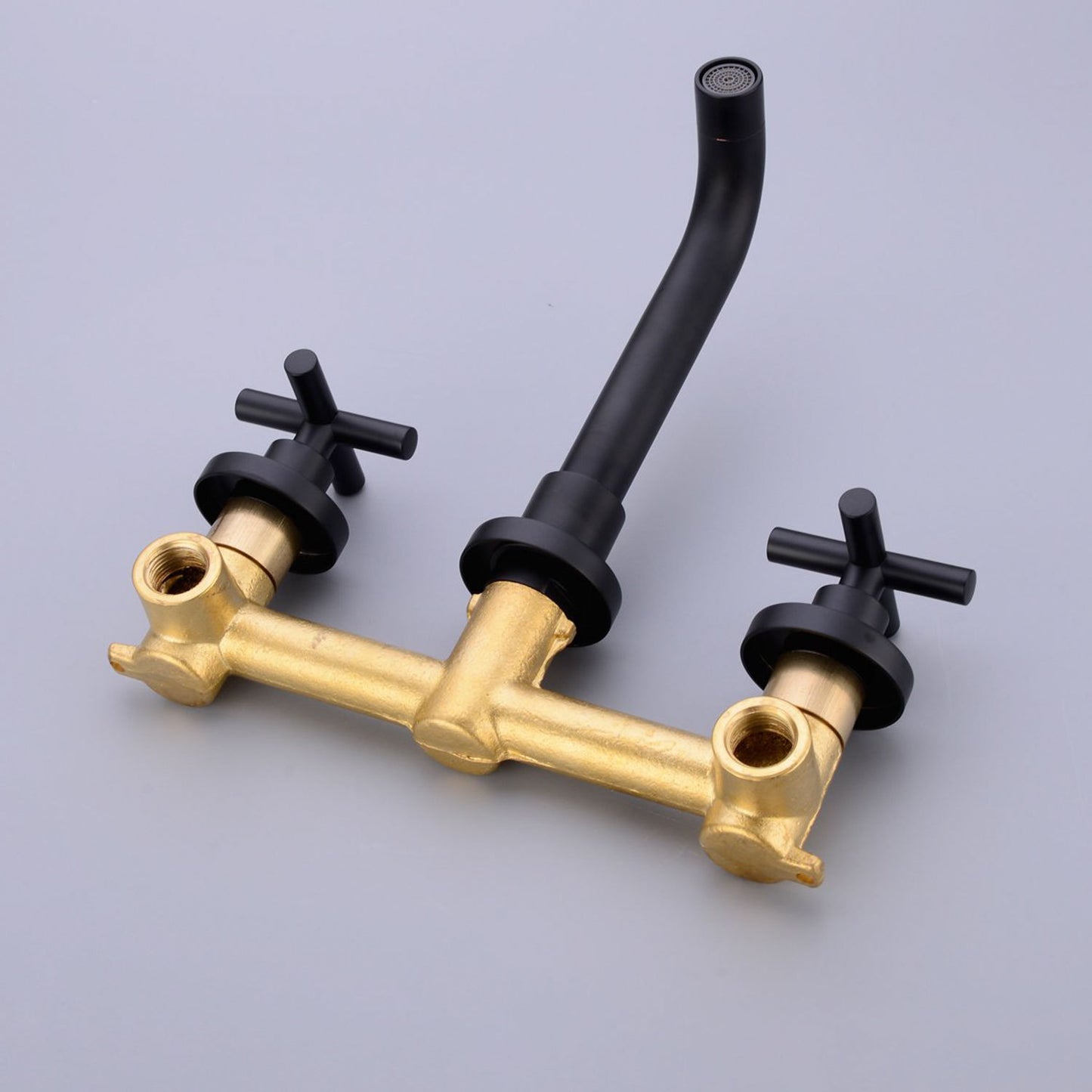 Matte Black Wall-Mounted Bathroom Faucet – Brass