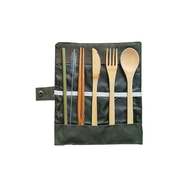 Eco-Friendly Reusable Bamboo Utensils Set for Travelers
