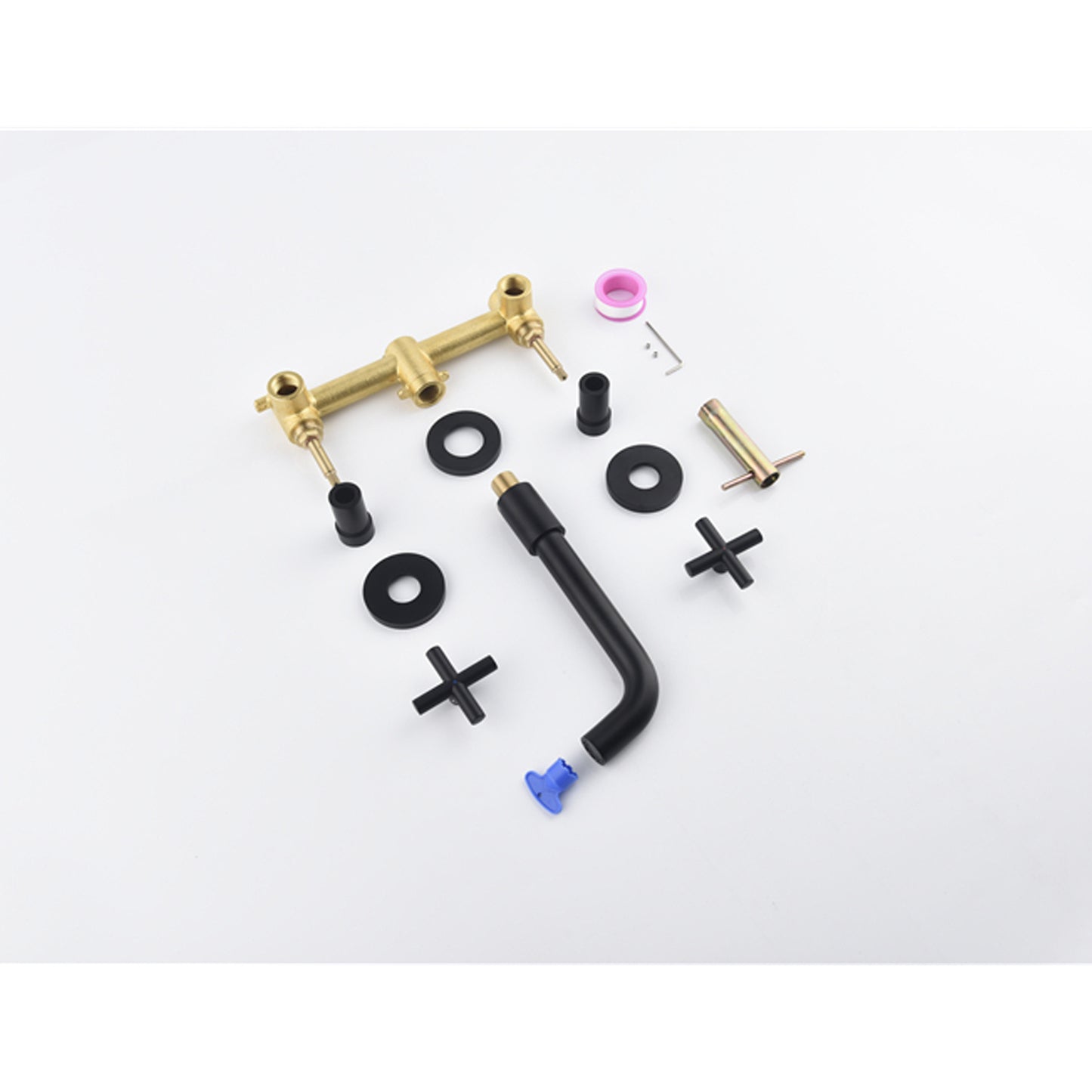Matte Black Wall-Mounted Bathroom Faucet – Brass