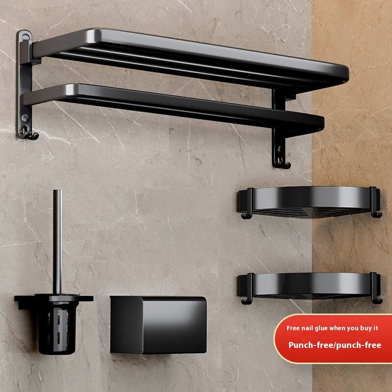 Elegant Black Bathroom Towel Rack Set – Rust Prevention