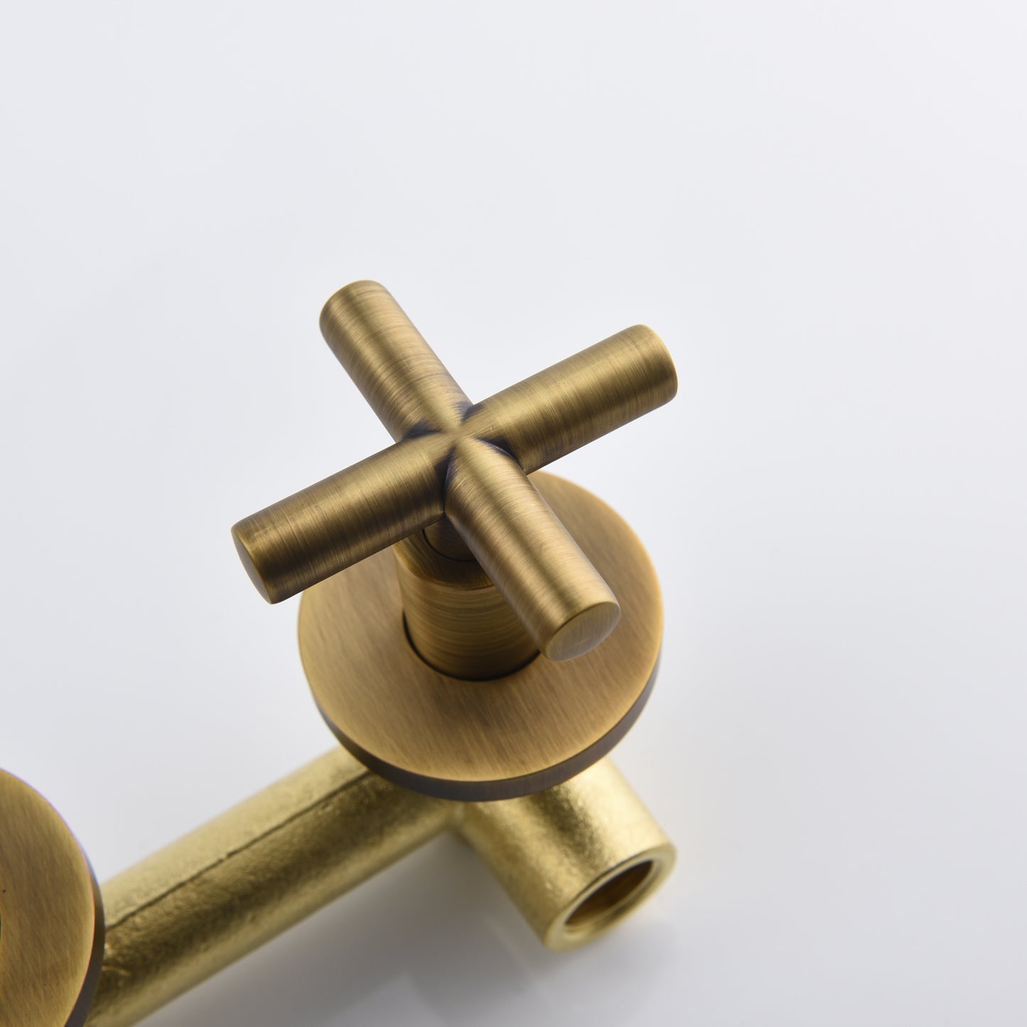 Wall-Mounted Bathroom Faucet - Brass, Cross Handles, Hot & Cold Mixer