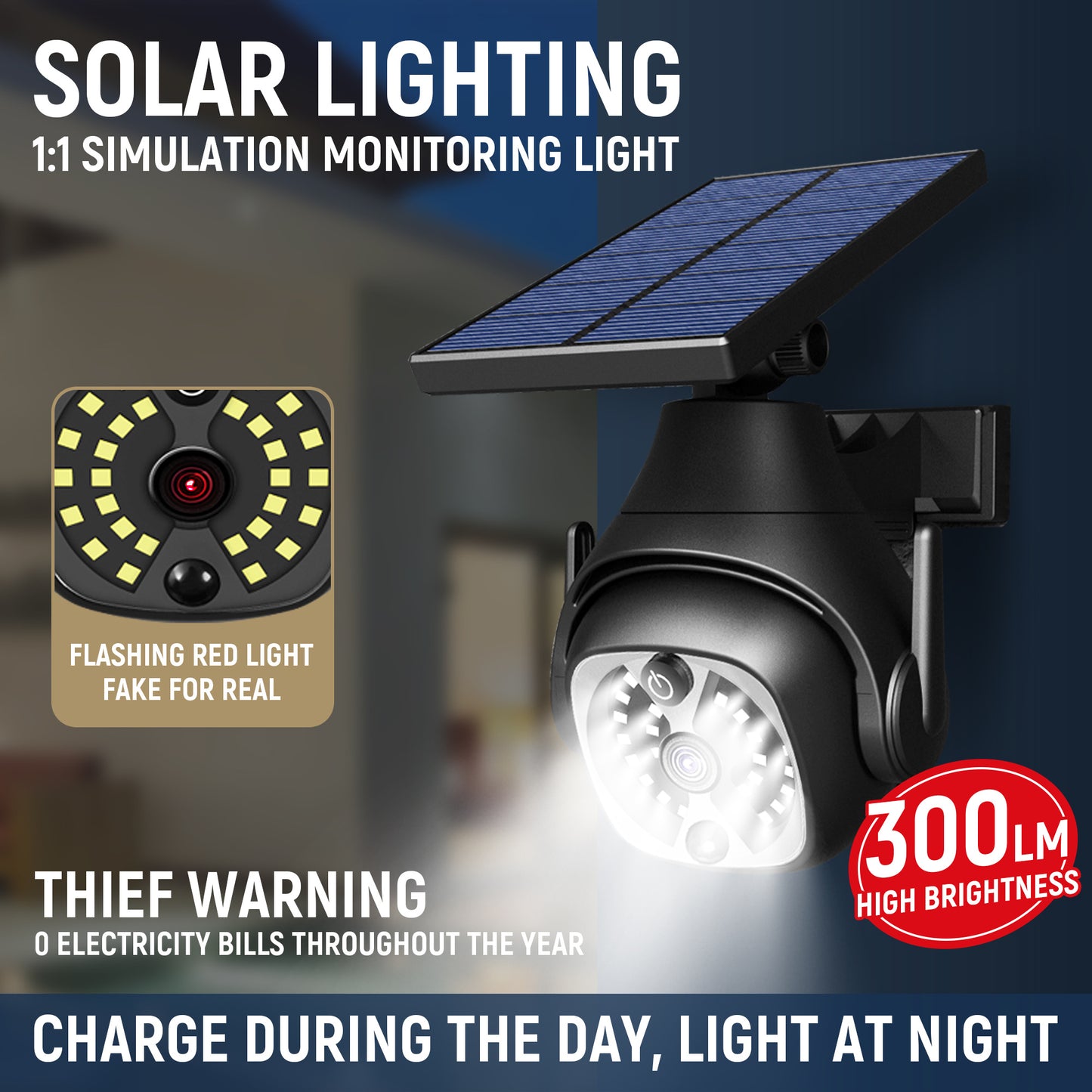 Motion Sensor Solar Wall Light - 1200mAh IP Waterproof
