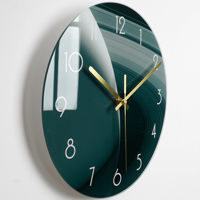 Luxury Silent Quartz Wall Clock for Living Room - Glass Dial