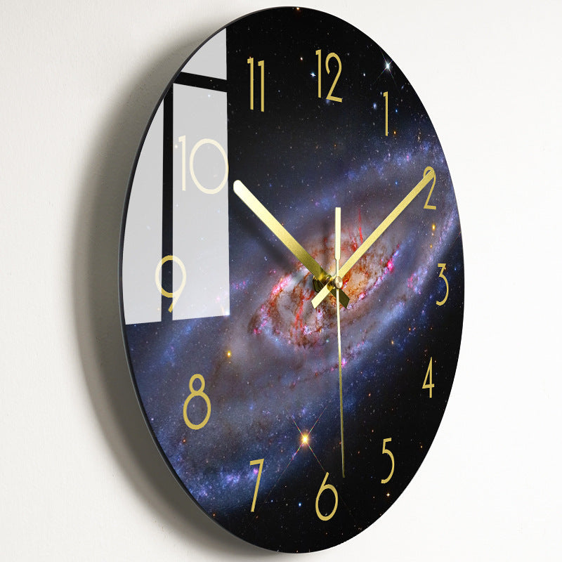Luxury Silent Quartz Wall Clock for Living Room - Glass Dial