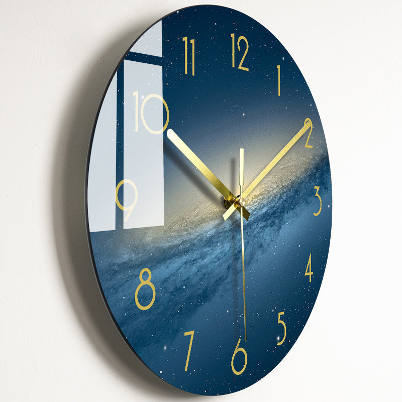 Luxury Silent Quartz Wall Clock for Living Room - Glass Dial