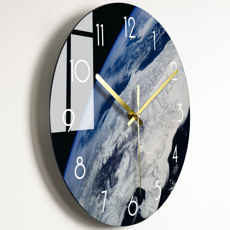 Luxury Silent Quartz Wall Clock for Living Room - Glass Dial