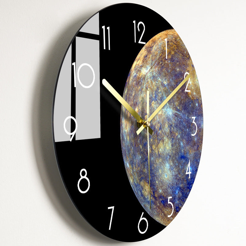 Luxury Silent Quartz Wall Clock for Living Room - Glass Dial