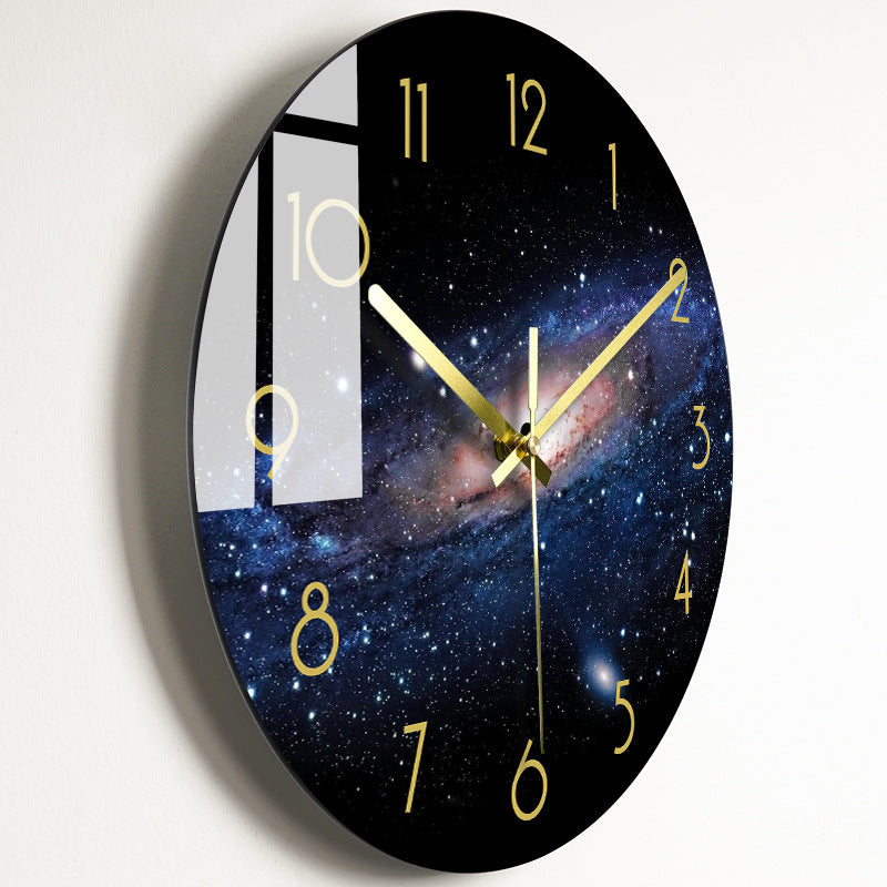 Luxury Silent Quartz Wall Clock for Living Room - Glass Dial