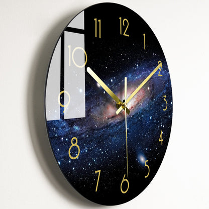 Luxury Silent Quartz Wall Clock for Living Room - Glass Dial