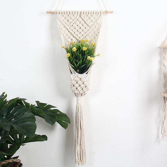 Bohemian Woven Wall Basket - Cotton Macrame Plant Hanger