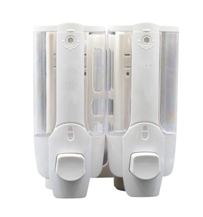 Wall Mount Soap Dispenser - Dual Bottle White ABS