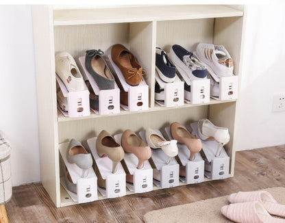 Plain Double-Layer Adjustable Shoe Storage Rack