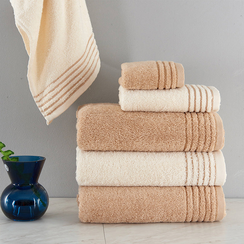 Luxury 395GSM 100% Cotton Towel Set - Beige & Brown
