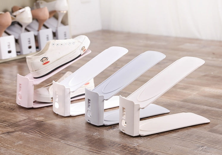 Plain Double-Layer Adjustable Shoe Storage Rack