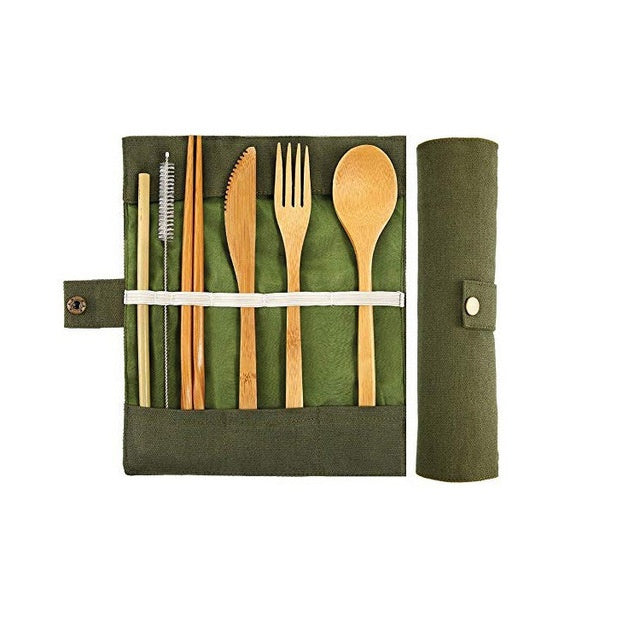 Eco-Friendly Reusable Bamboo Utensils Set for Travelers