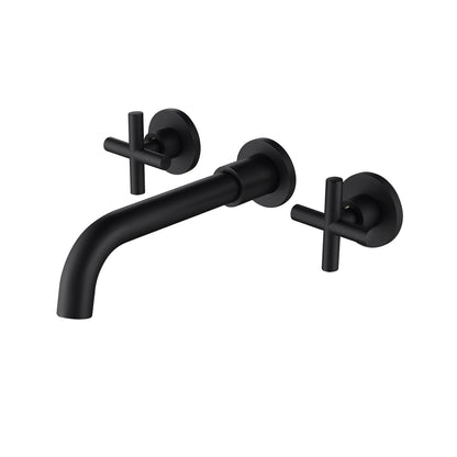 Matte Black Wall-Mounted Bathroom Faucet – Brass