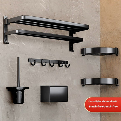 Elegant Black Bathroom Towel Rack Set – Rust Prevention