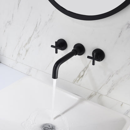 Matte Black Wall-Mounted Bathroom Faucet – Brass