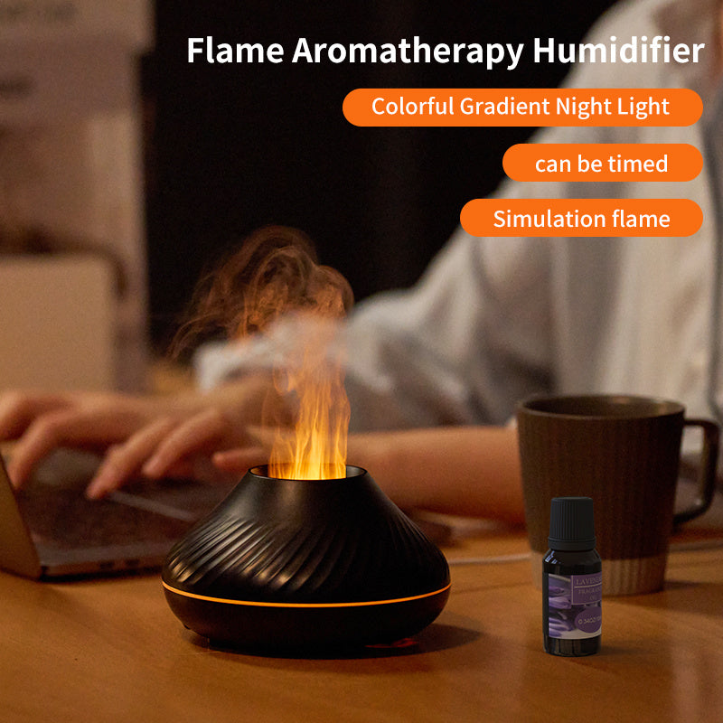 3D RGB Flame Aroma Diffuser - 130ml Humidifier & Night Light