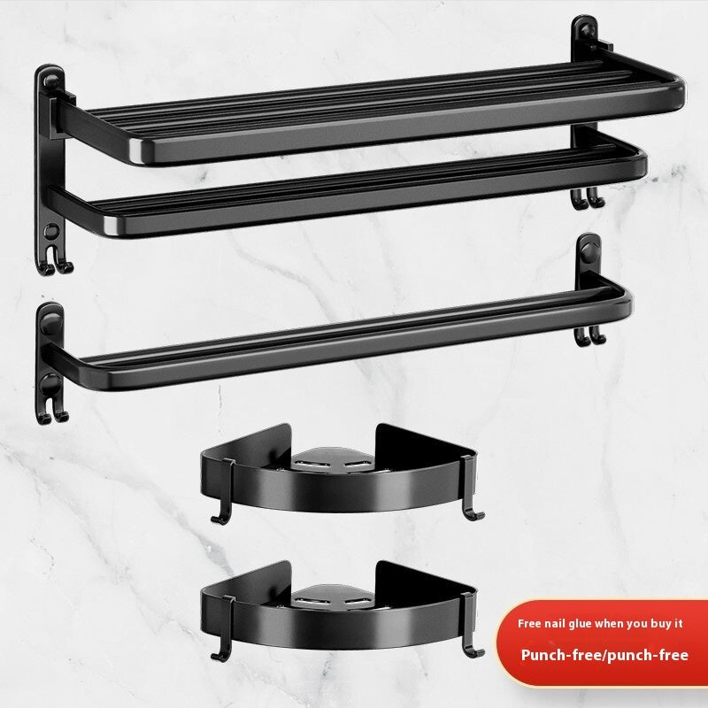 Elegant Black Bathroom Towel Rack Set – Rust Prevention