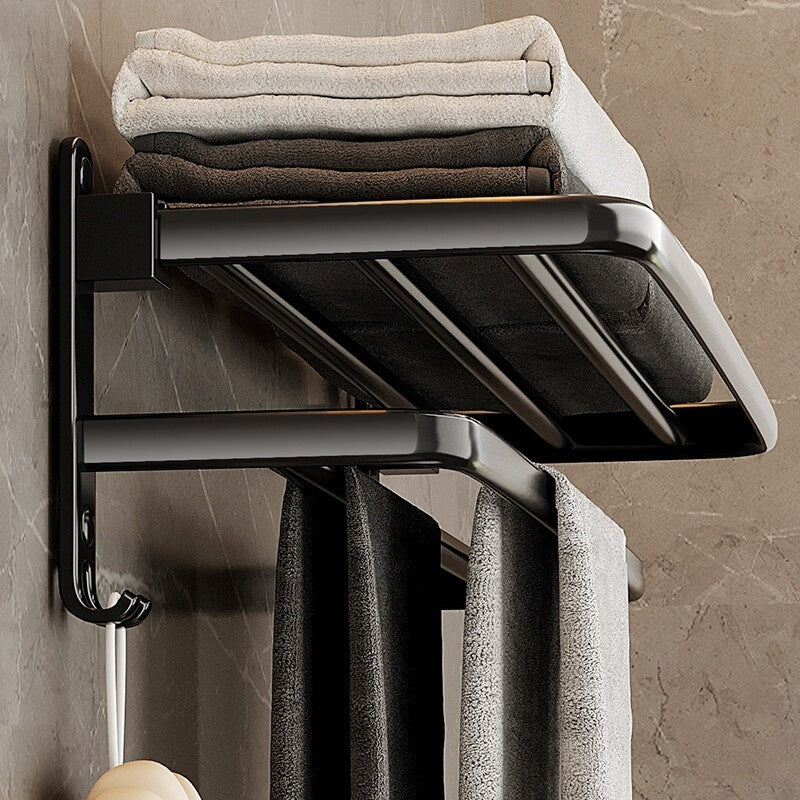 Elegant Black Bathroom Towel Rack Set – Rust Prevention