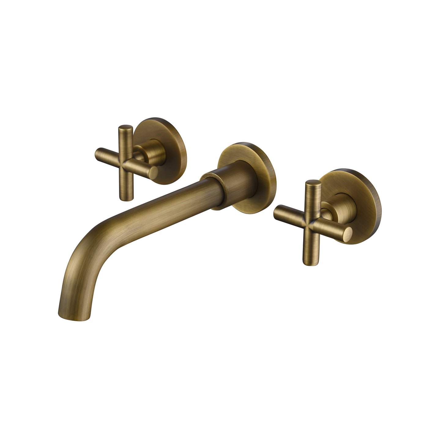 Wall-Mounted Bathroom Faucet - Brass, Cross Handles, Hot & Cold Mixer
