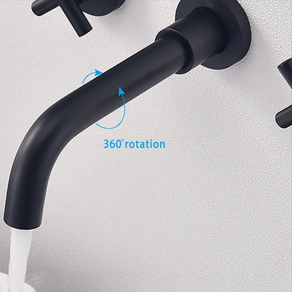 Matte Black Wall-Mounted Bathroom Faucet – Brass
