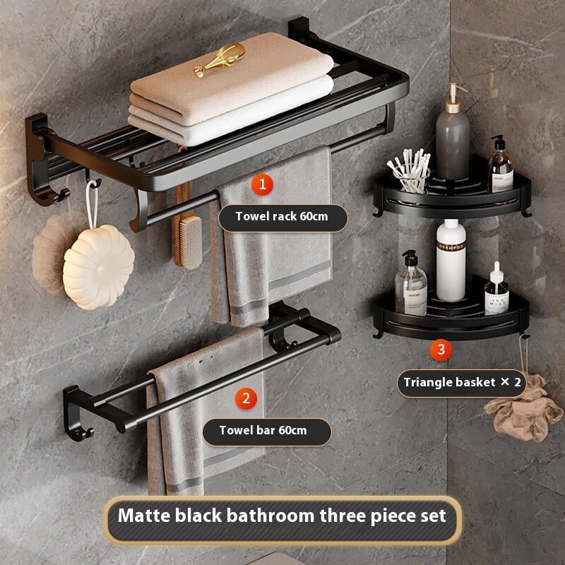 Elegant Black Bathroom Towel Rack Set – Rust Prevention
