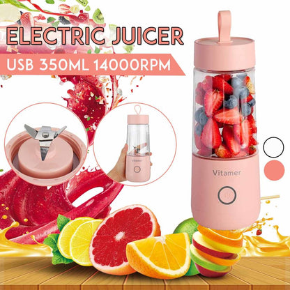 350ml Portable USB Rechargeable Blender Juicer - Smoothie & Slushy Mixer
