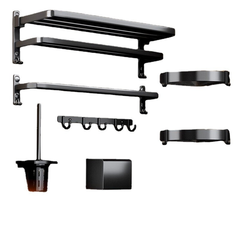 Elegant Black Bathroom Towel Rack Set – Rust Prevention